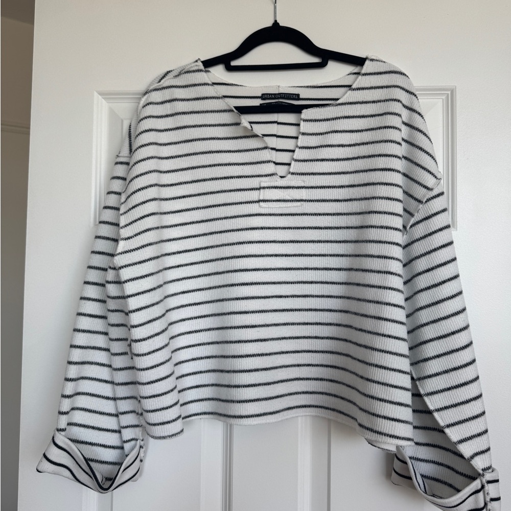 Urban Outfitters Black and White Striped Long Sleeve Top